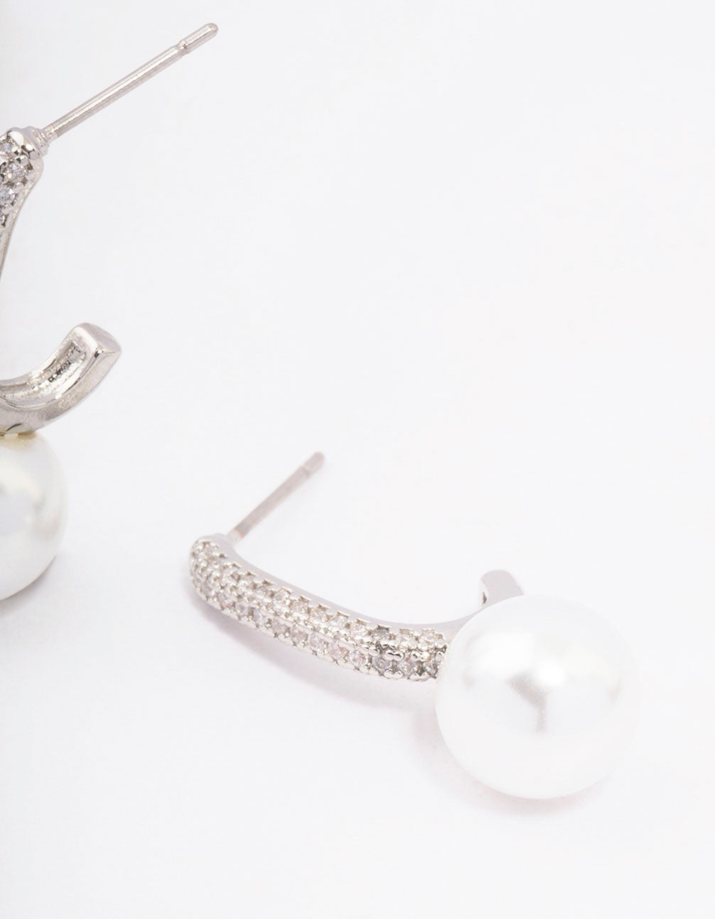 Silver Cubic Zirconia Small Pearl Drop Earrings