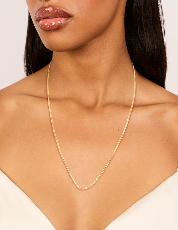 Gold Plated Sterling Silver Long Chain Necklace