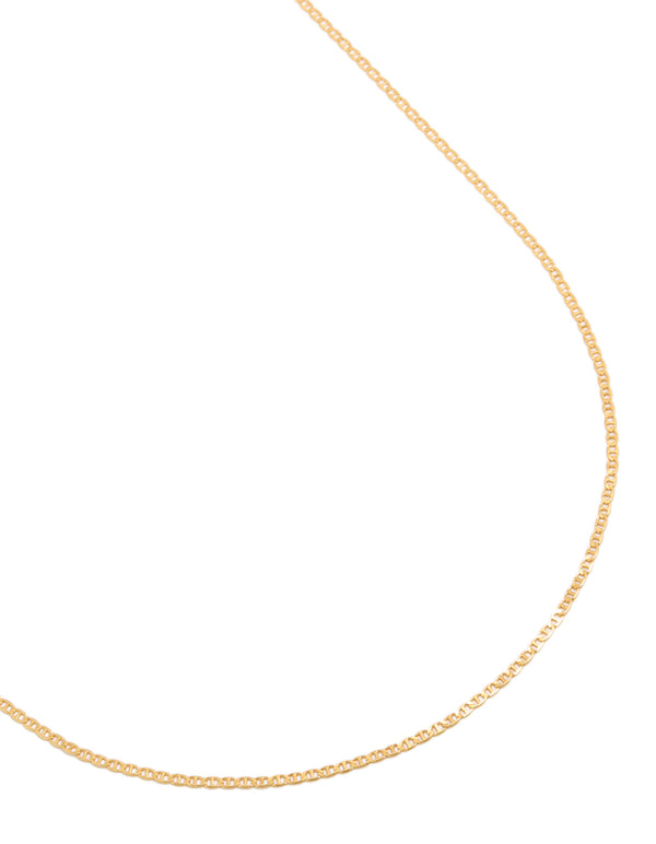 Gold Plated Sterling Silver Long Chain Necklace