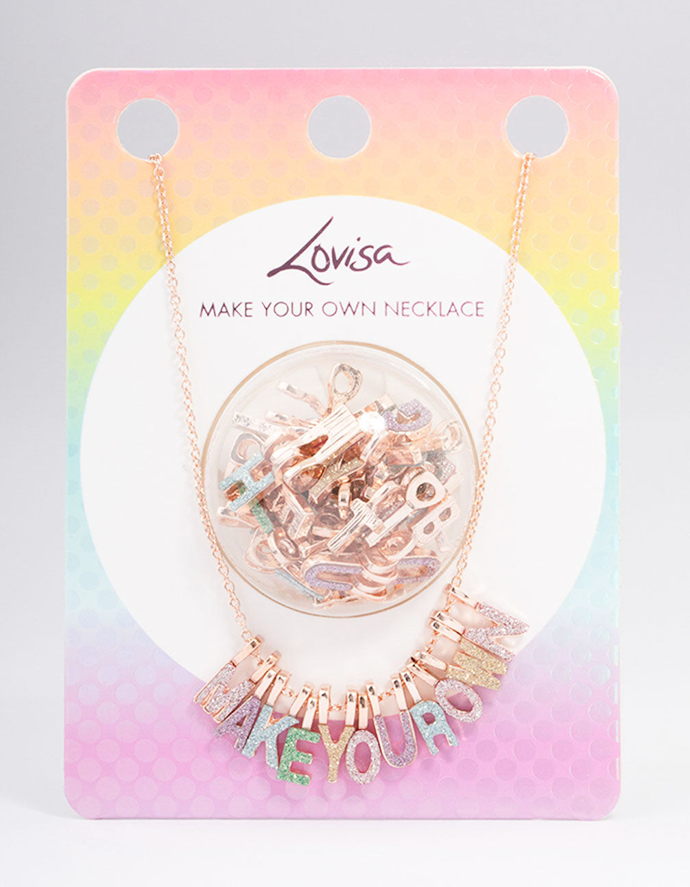 Kids Rose Gold Glitter Letter Make Your Own Necklace Charm Set