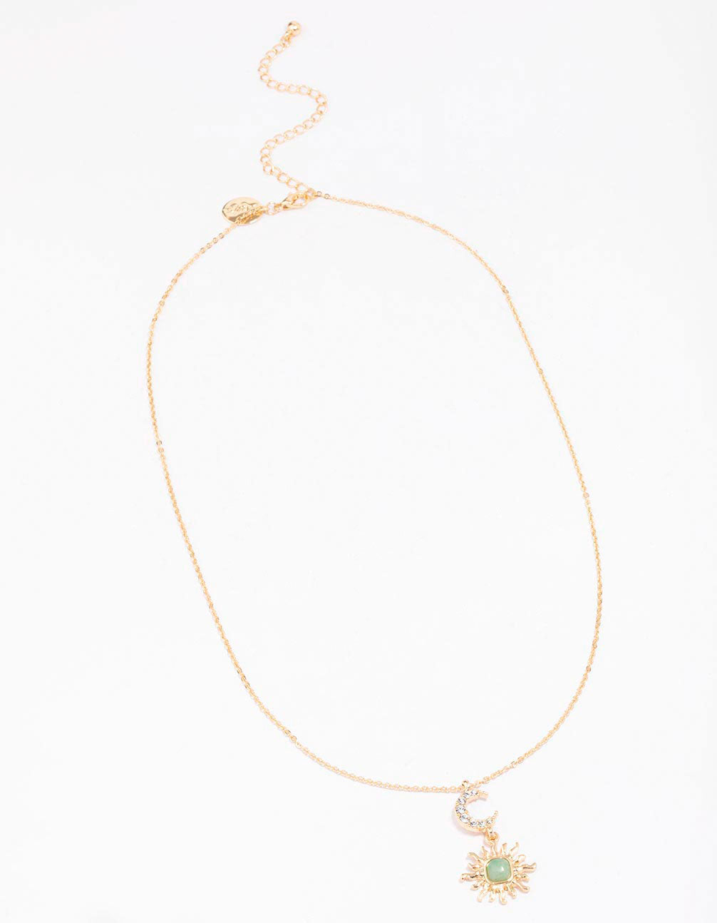 Gold Moon & Sun Semi-Precious Pendant Necklace