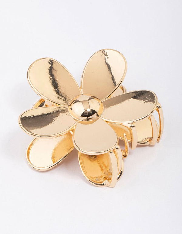 Gold Daisy Flower Hair Claw Clip