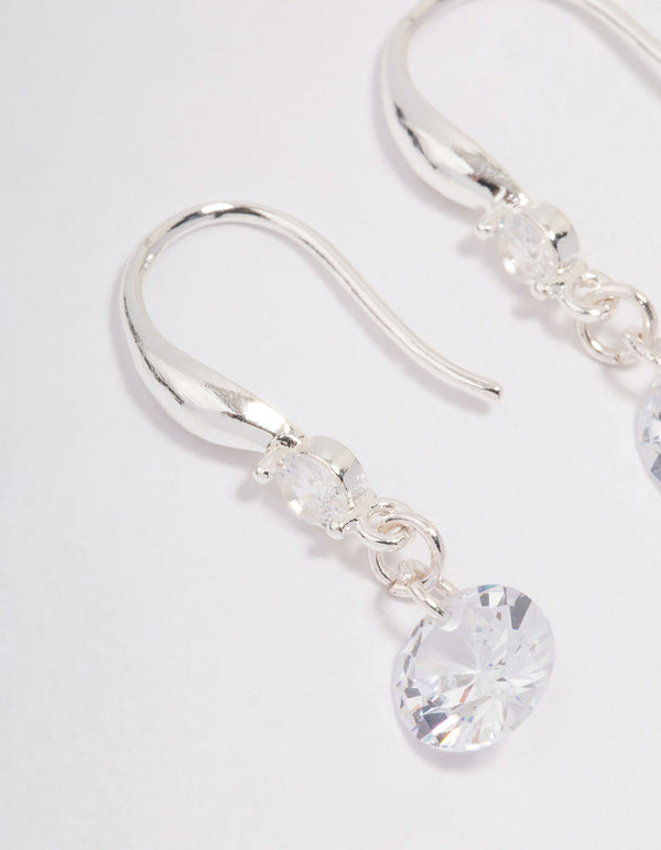 Silver Cubic Zirconia Dangle Drop Earrings