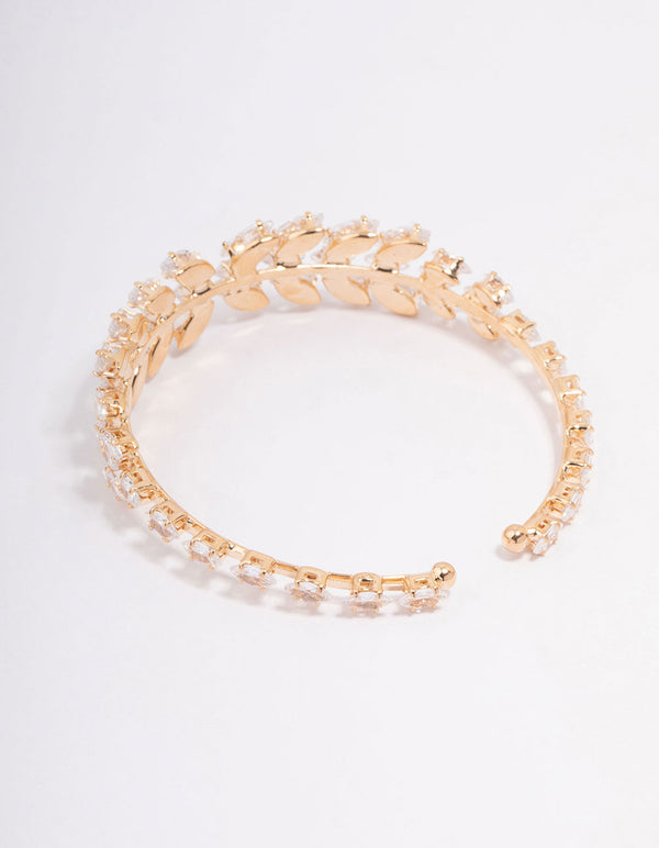 Gold Cubic Zirconia Statement Marquise Wrist Cuff