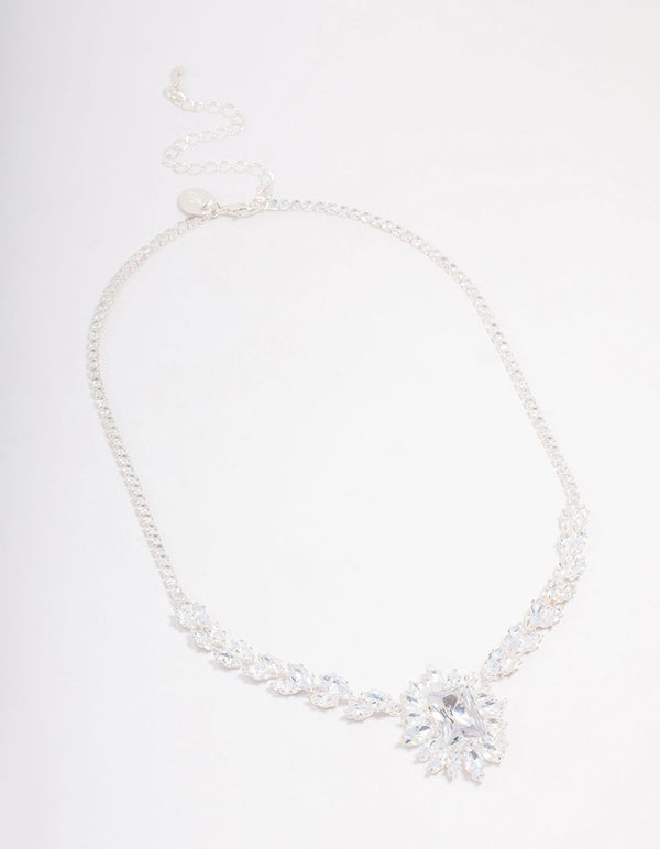 Silver Statement Flower Necklace