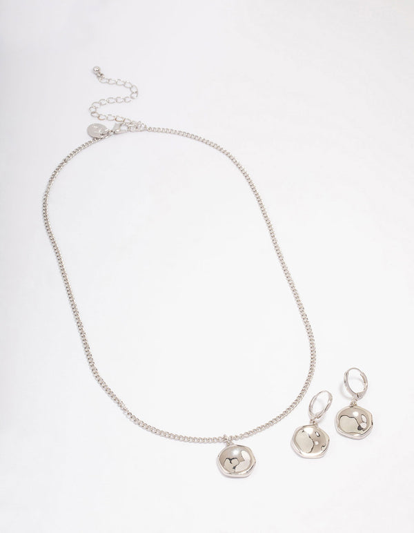 Silver Textured Coin Jewellery Set