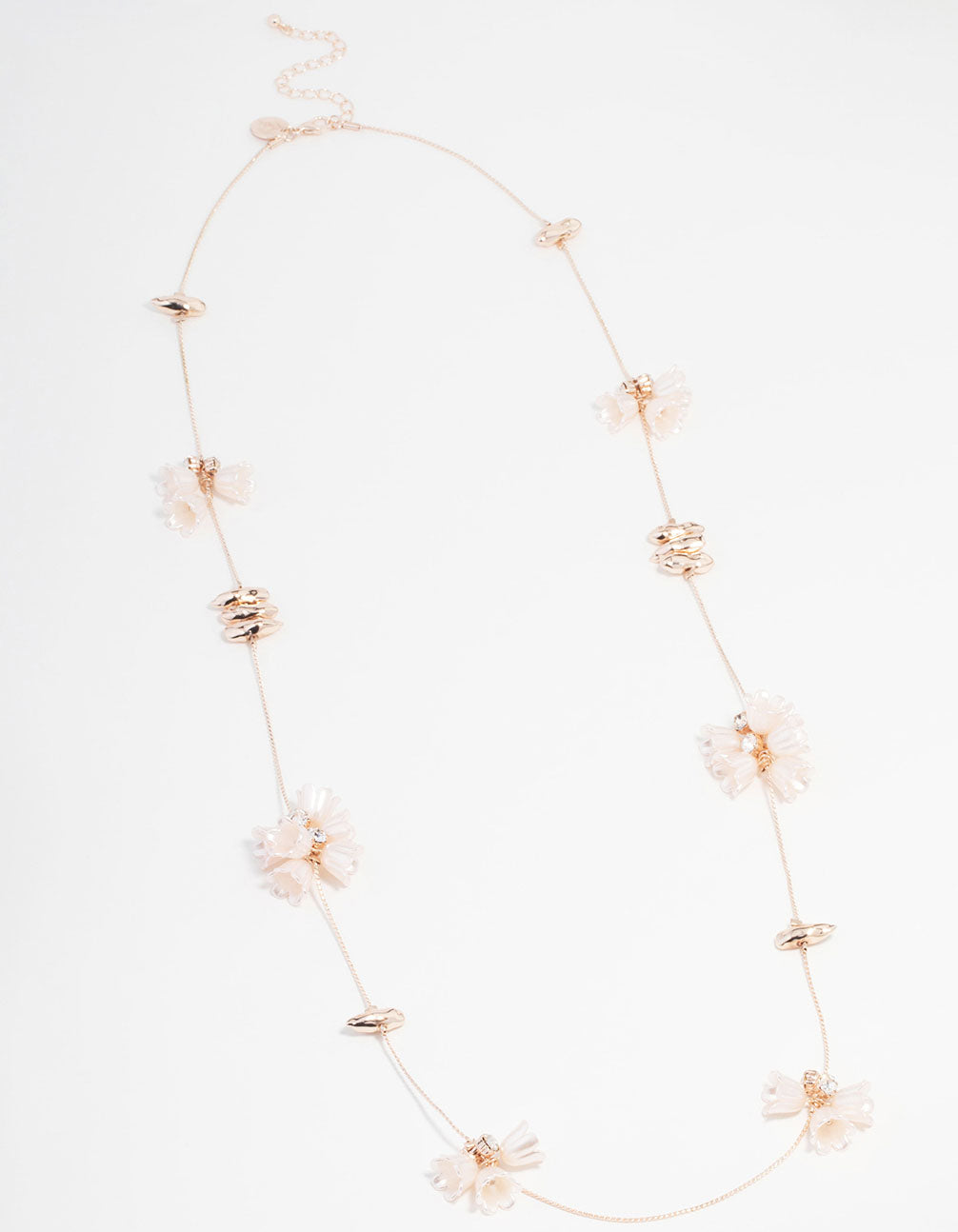 Rose Gold Pearl Charm Long Necklace