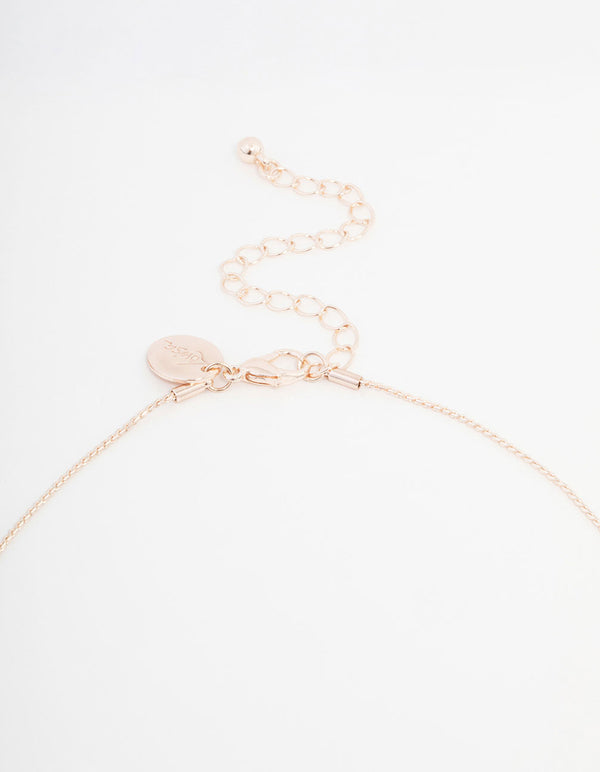 Rose Gold Pearl Charm Long Necklace