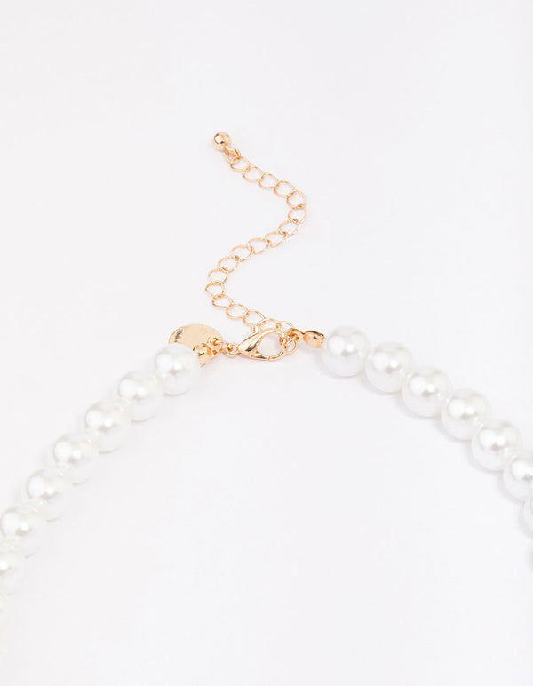 Gold Organic Pearl Pendant Necklace