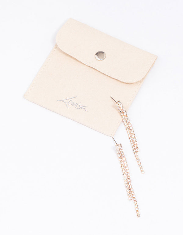 Rose Gold Double Row Cupchain Drop Earrings