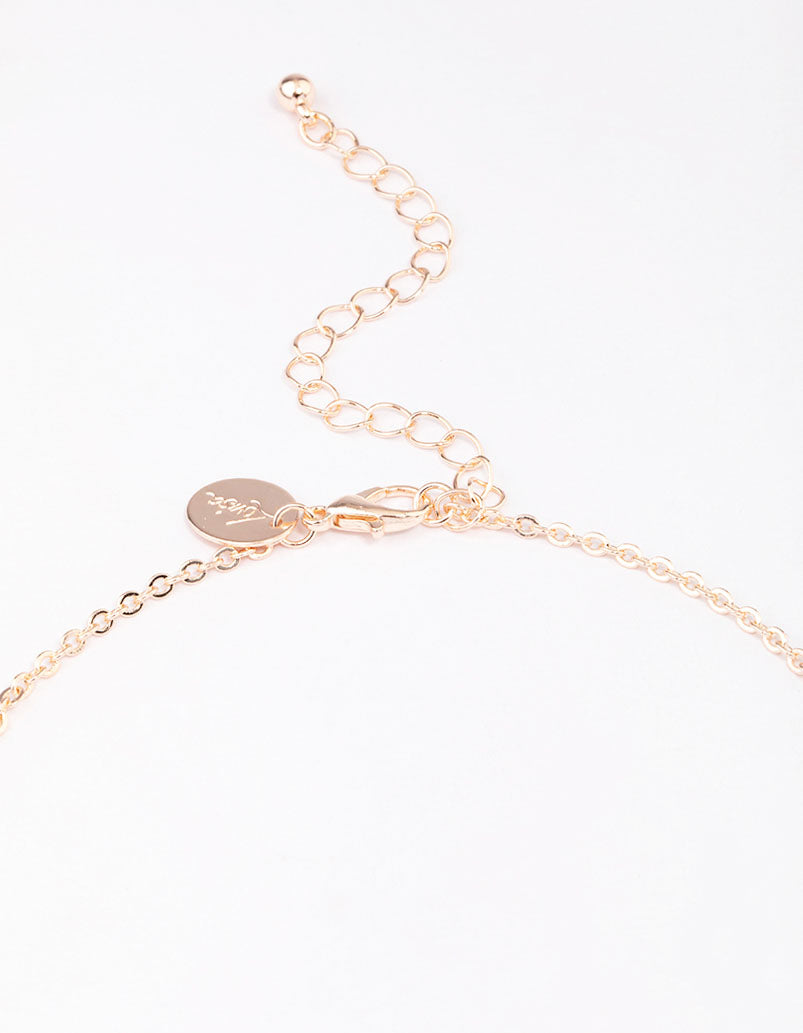 Rose Gold Pearl & Rectangular Link Chain Necklace