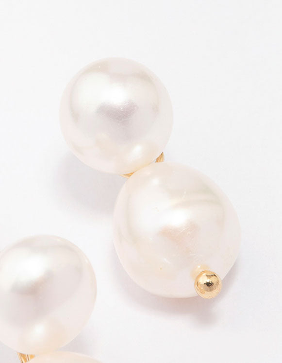 Gold Plated Freshwater Pearl Stud & Drop Earrings Set