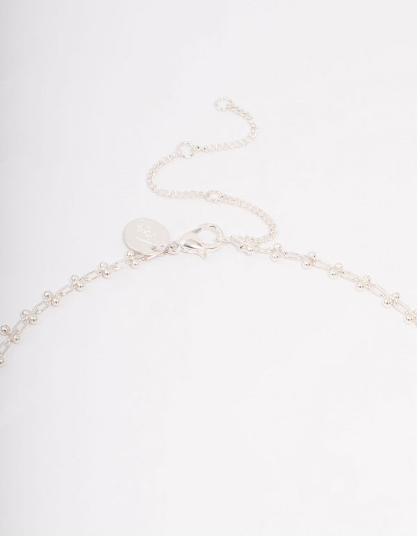 Silver Plated Diamante Cross Ball Link Pendant Necklace