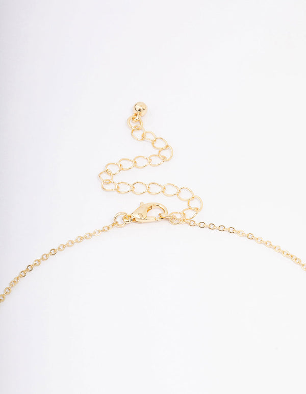 Gold Plated Diamante Heart Wing Necklace & Stud Earring Set