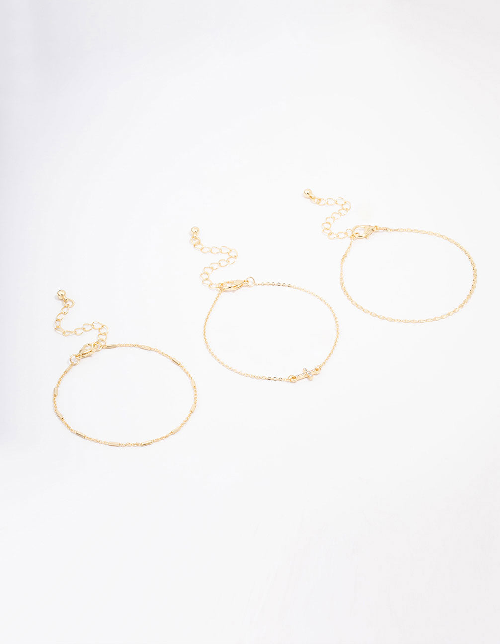 Gold Plated Diamante Cross Bracelet 3-Pack