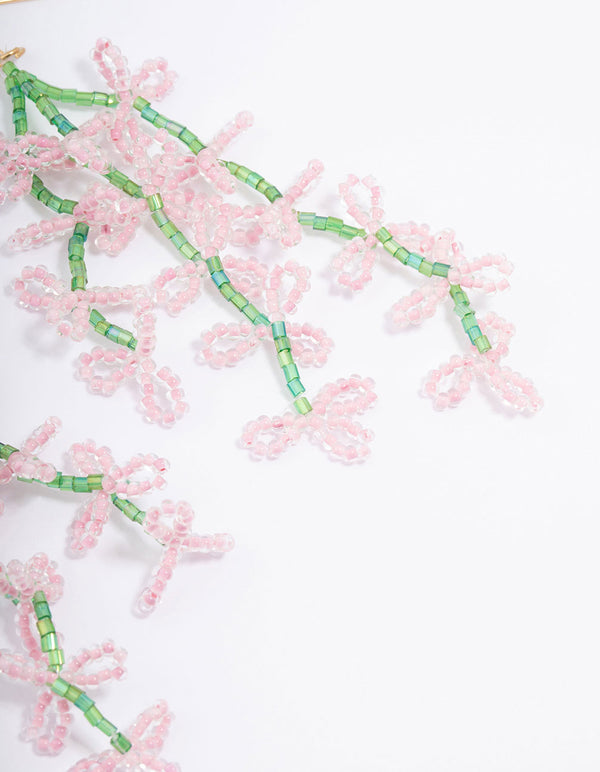 Gold Beaded Flower Drop Earrings