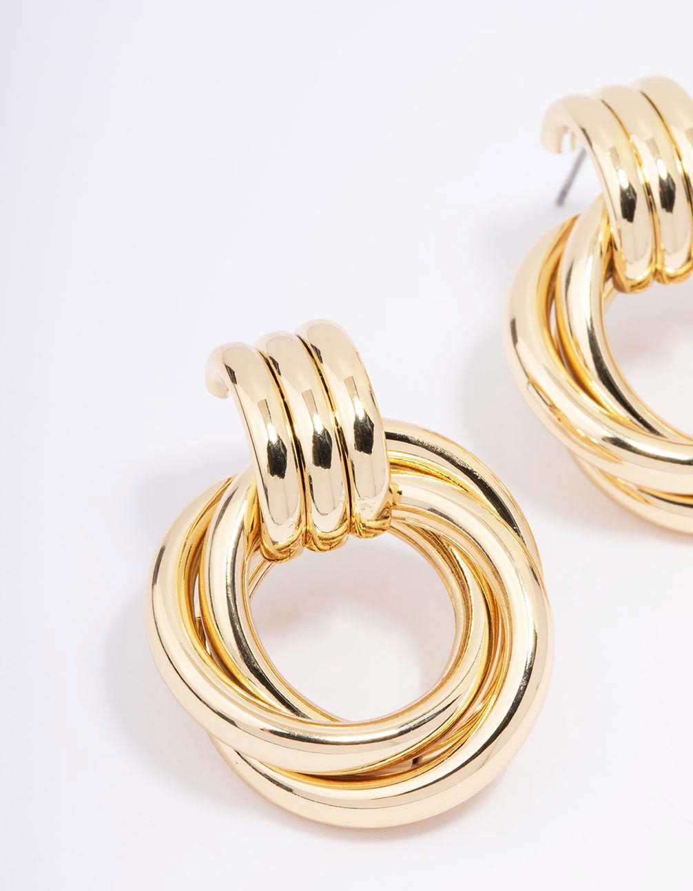Gold Plated Circular Drop Stud Earrings