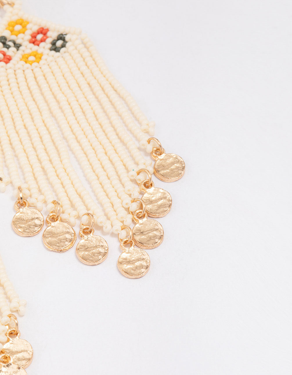 Gold Beaded Fringe Drop Earrings