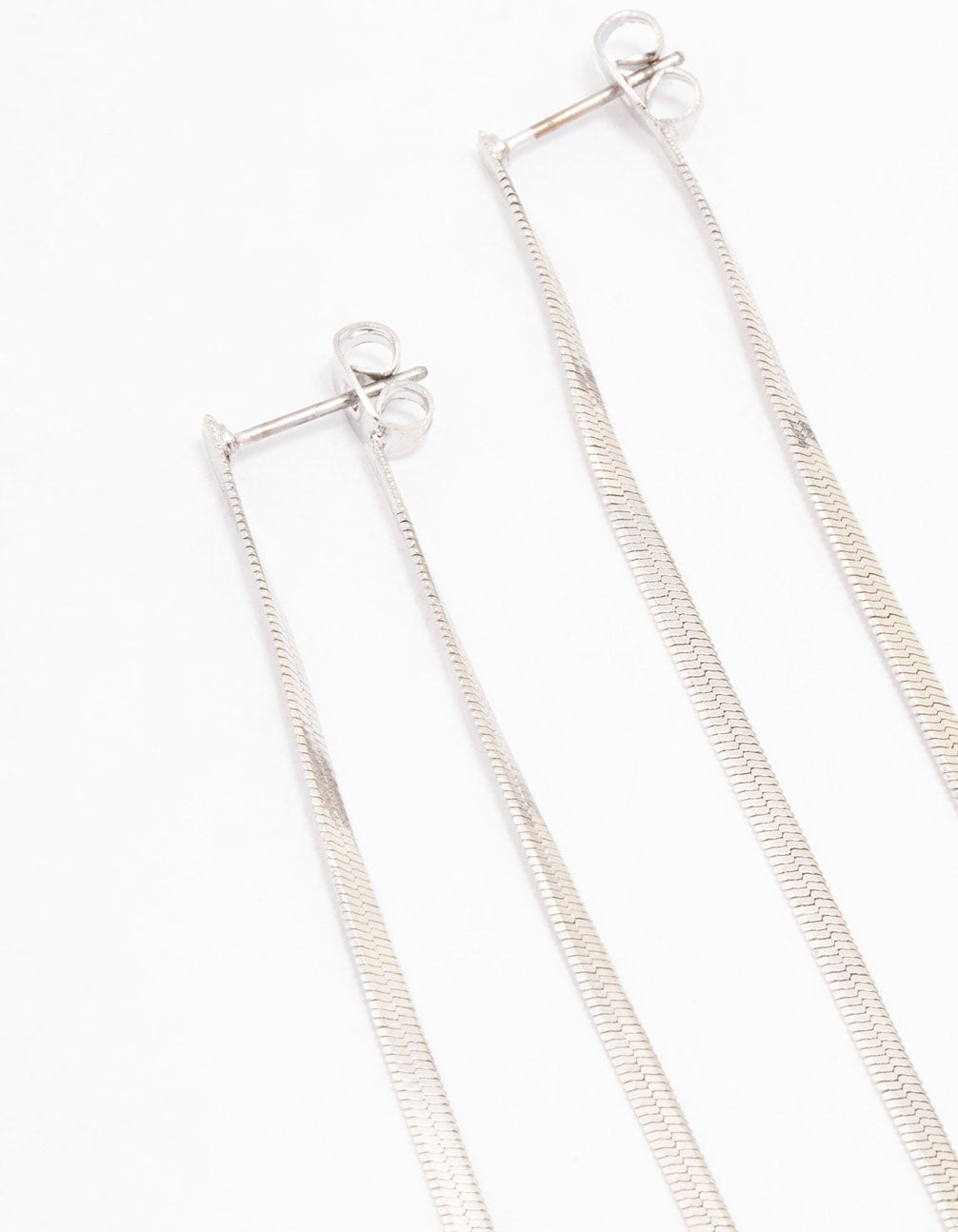 Silver Snake Chain Drop Earrings