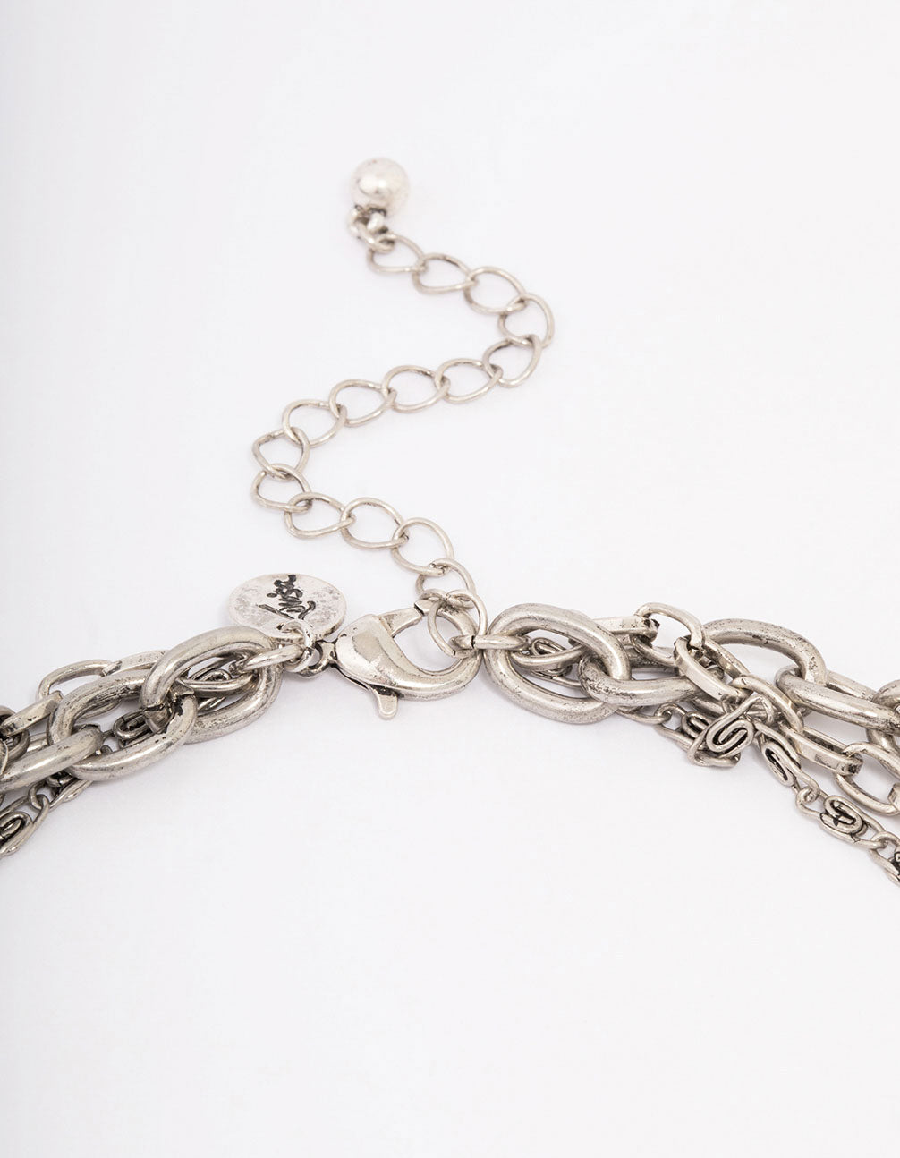 Antique Silver Butterfly Cross Stone Layered Necklace