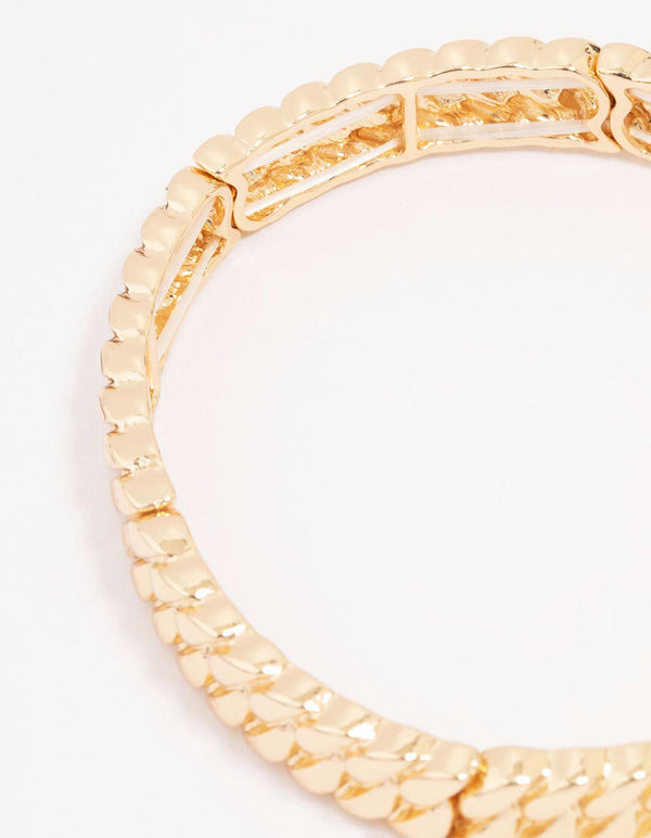 Gold Twisted Link Stretch Bracelet