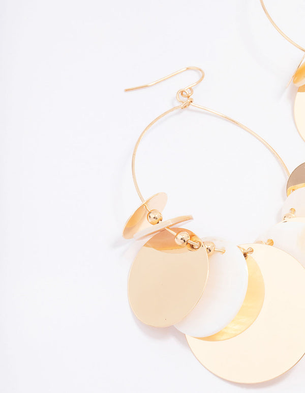 Gold Disc Drop Earrings