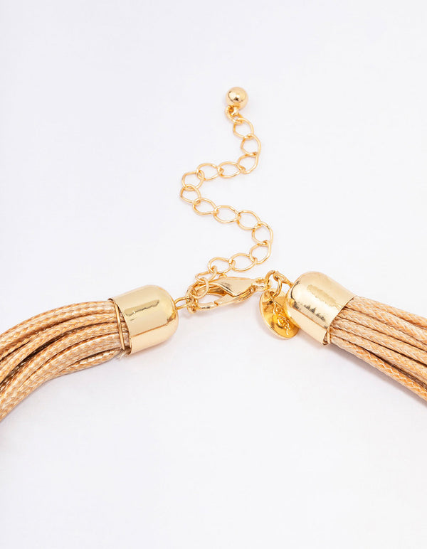 Gold Rope Textured Molten Statement Necklace