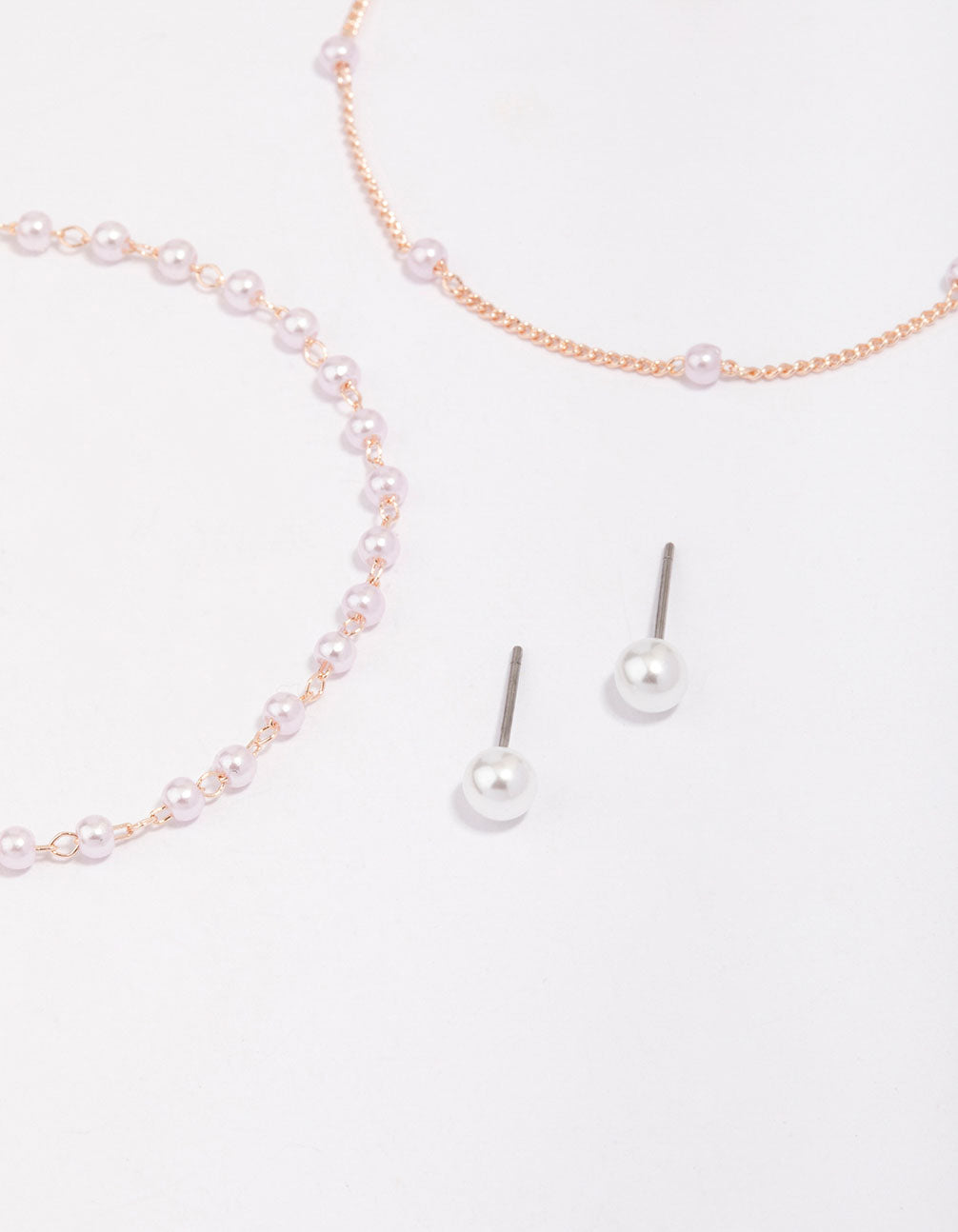 Rose Gold Ball & Pearl Jewellery Set