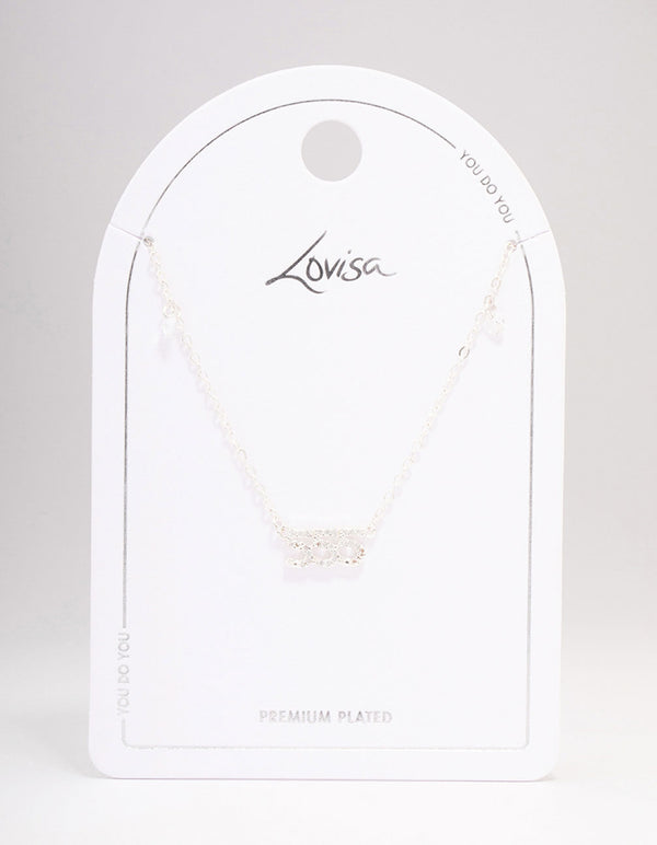 Silver Plated 555 Angel Number Cubic Zirconia Chain Necklace