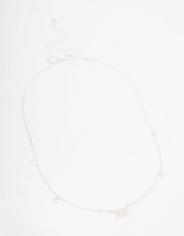 Silver Plated 888 Angel Number Cubic Zirconia Chain Necklace