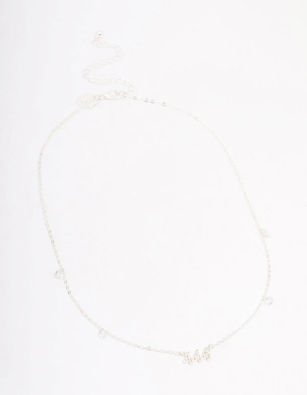 Silver Plated 444 Angel Number Cubic Zirconia Chain Necklace
