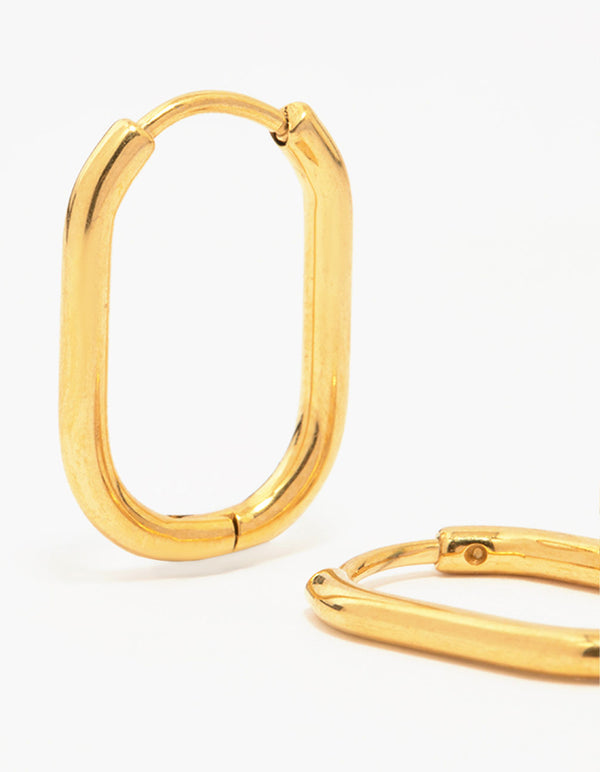 Gold Plated Surgical Steel Rounded Rectangular Hoop Earrings
