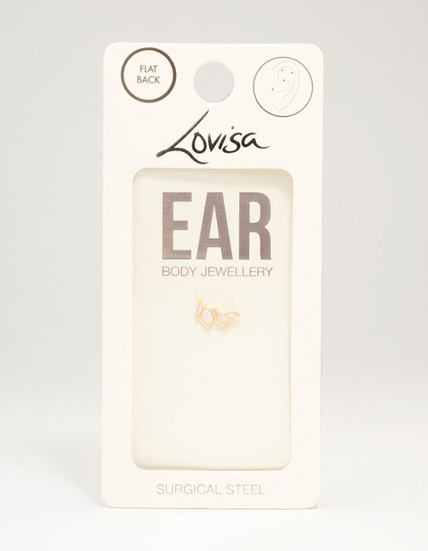 Gold Plated Surgical Steel Marquise Crawler Flat Back