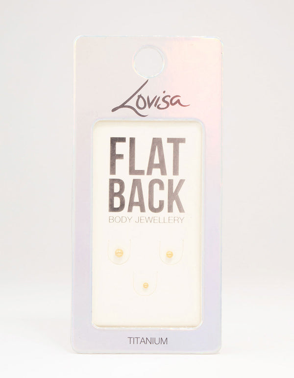 Gold Plated Titanium Graduating Ball Flat Back 3-Pack