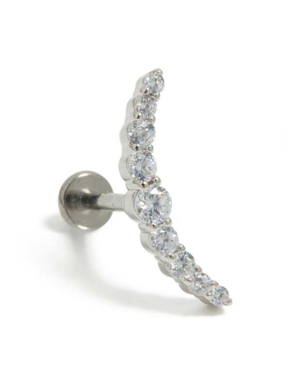 Titanium Cubic Zirconia Crawler Single Flat Back