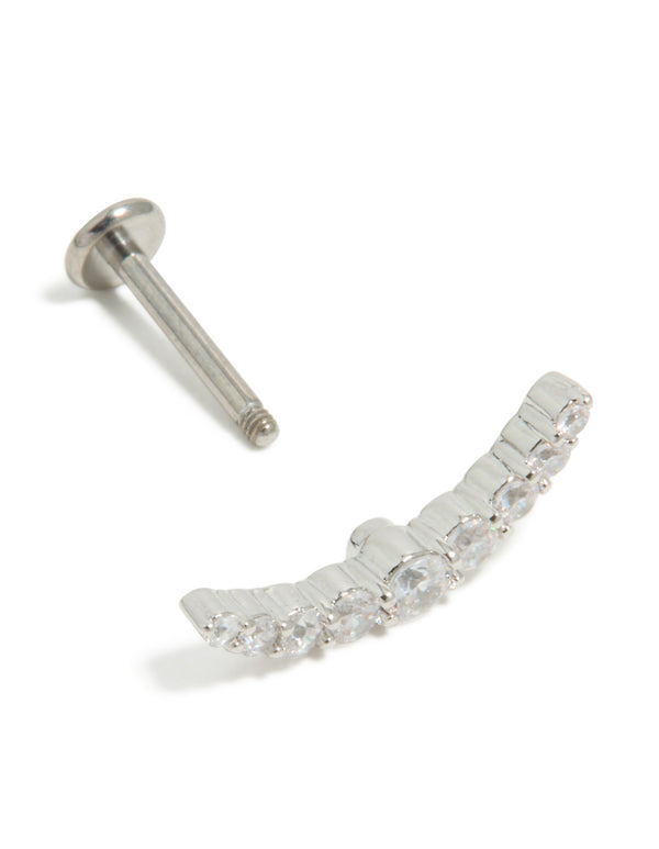Titanium Cubic Zirconia Crawler Single Flat Back