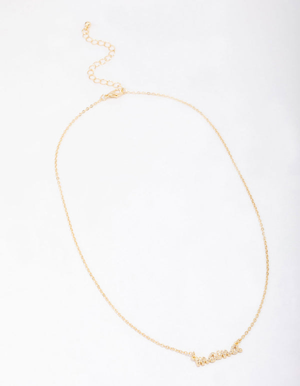 Gold Plated Mama Cubic Zirconia Pendant Necklace