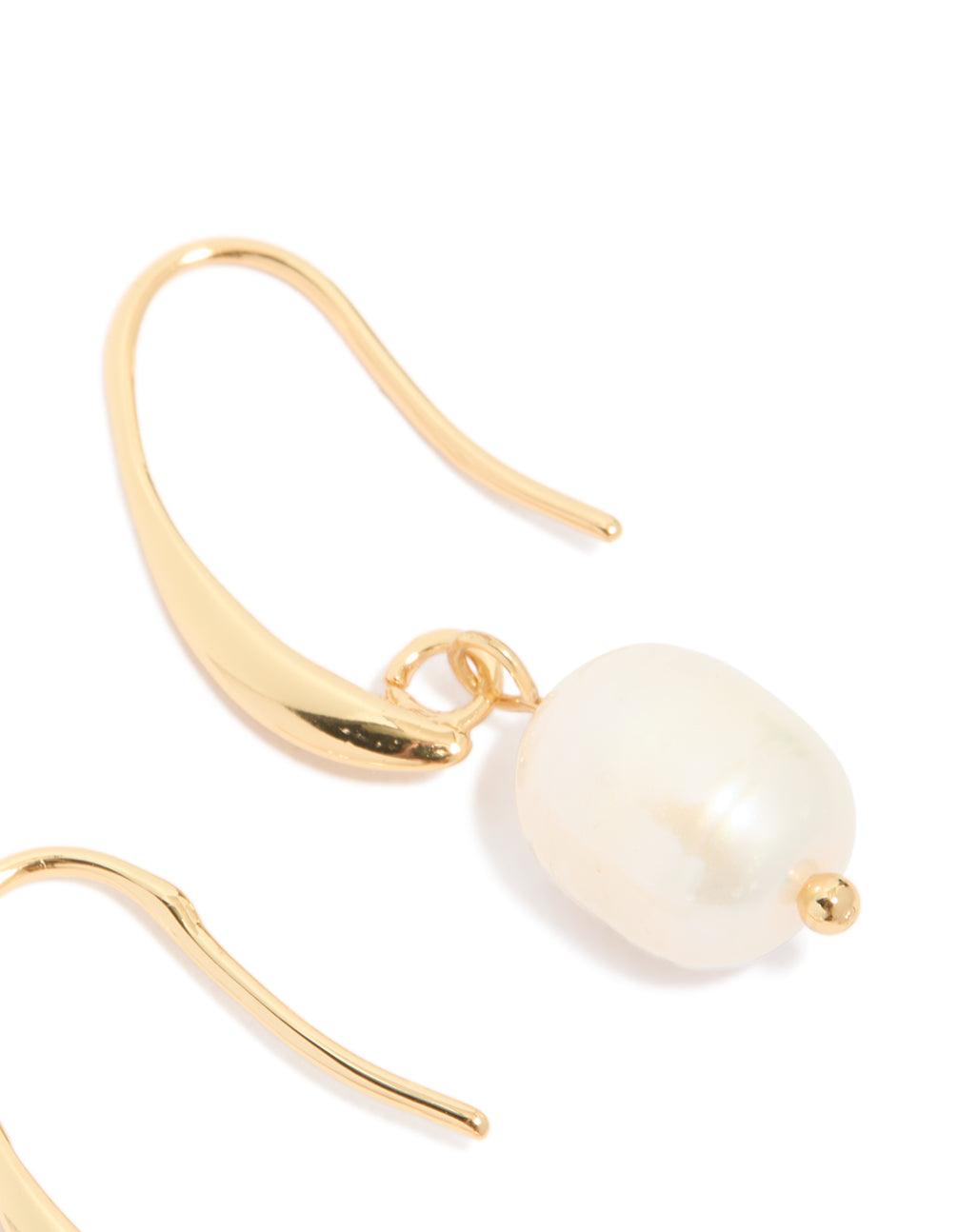 Gold Plated Freshwater Pearl Medium Hook Drop Earrings