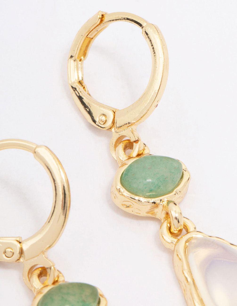 Gold Plated Double Organic Drop Earrings