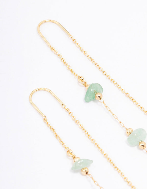 Gold Plated Semi-Precious Trio Stone Drop Earrings