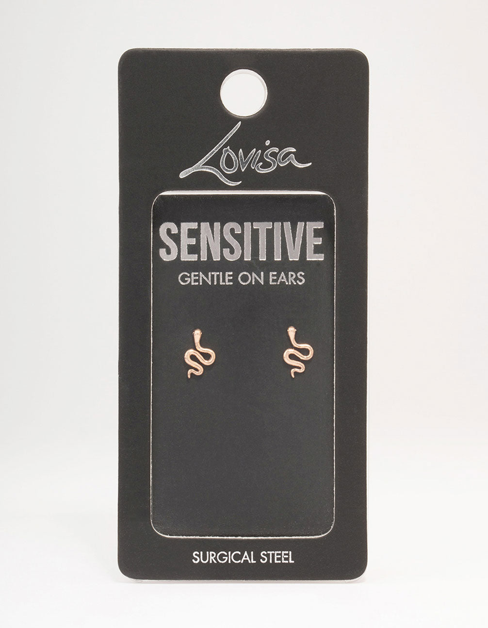Rose Gold Plated Surgical Steel Polished Snake Stud Earrings