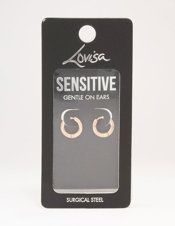 Rose Gold Plated Surgical Steel Chubby Small Huggie Hoop Earrings