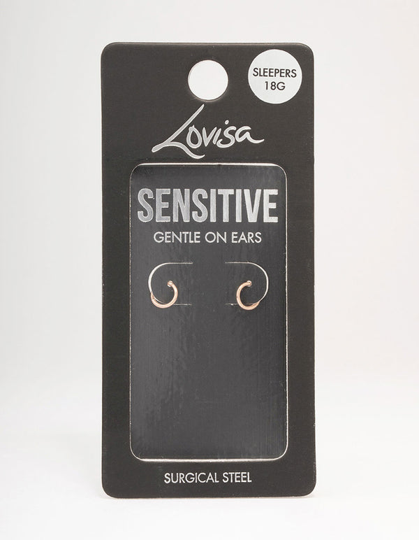 Rose Gold Plated Surgical Steel Sleeper Hoop Earrings 5mm