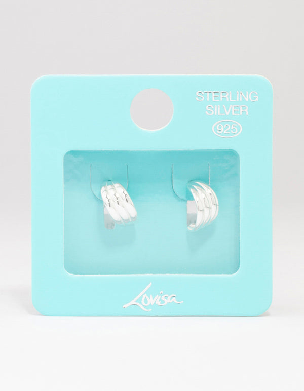 Sterling Silver Textured Hoop Earrings