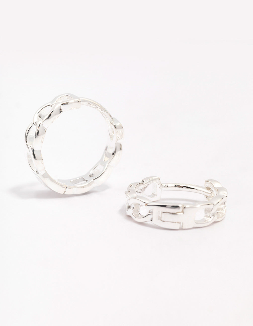 Sterling Silver Textured Huggie Hoop Earrings