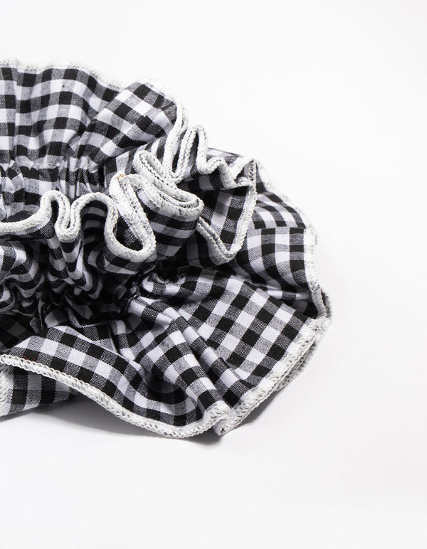 Gingham Fabric Layered Scrunchie