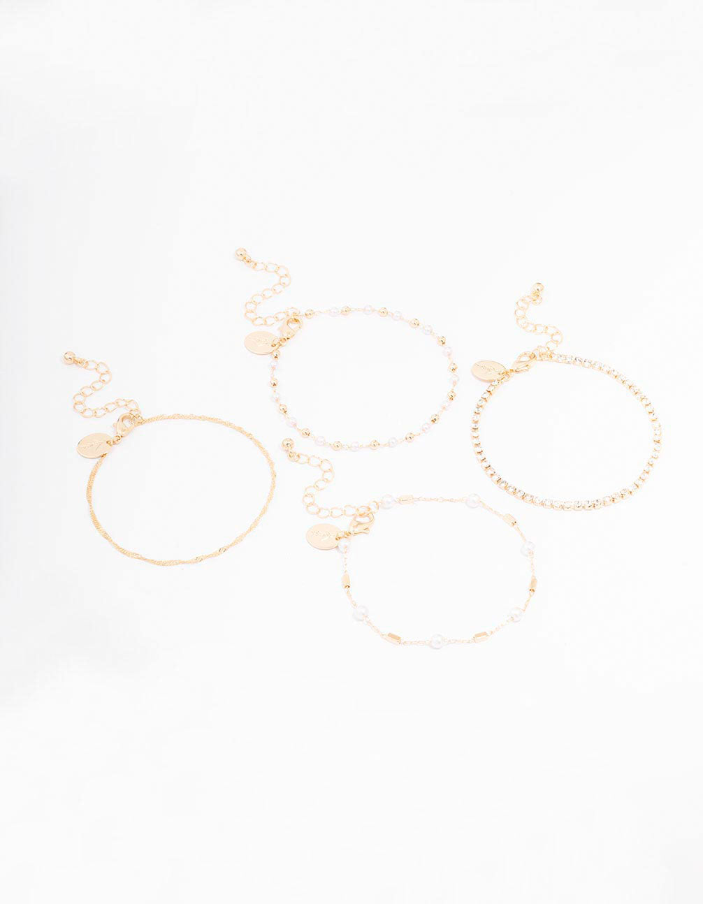 Gold Dainty Pearl Bracelet 4-Pack