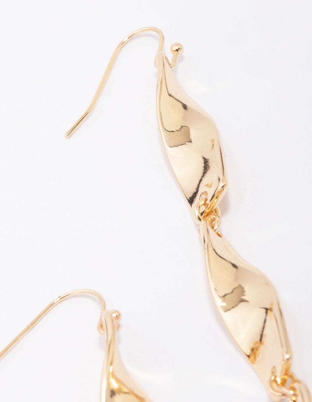 Gold Ribbon Curl Drop Earrings