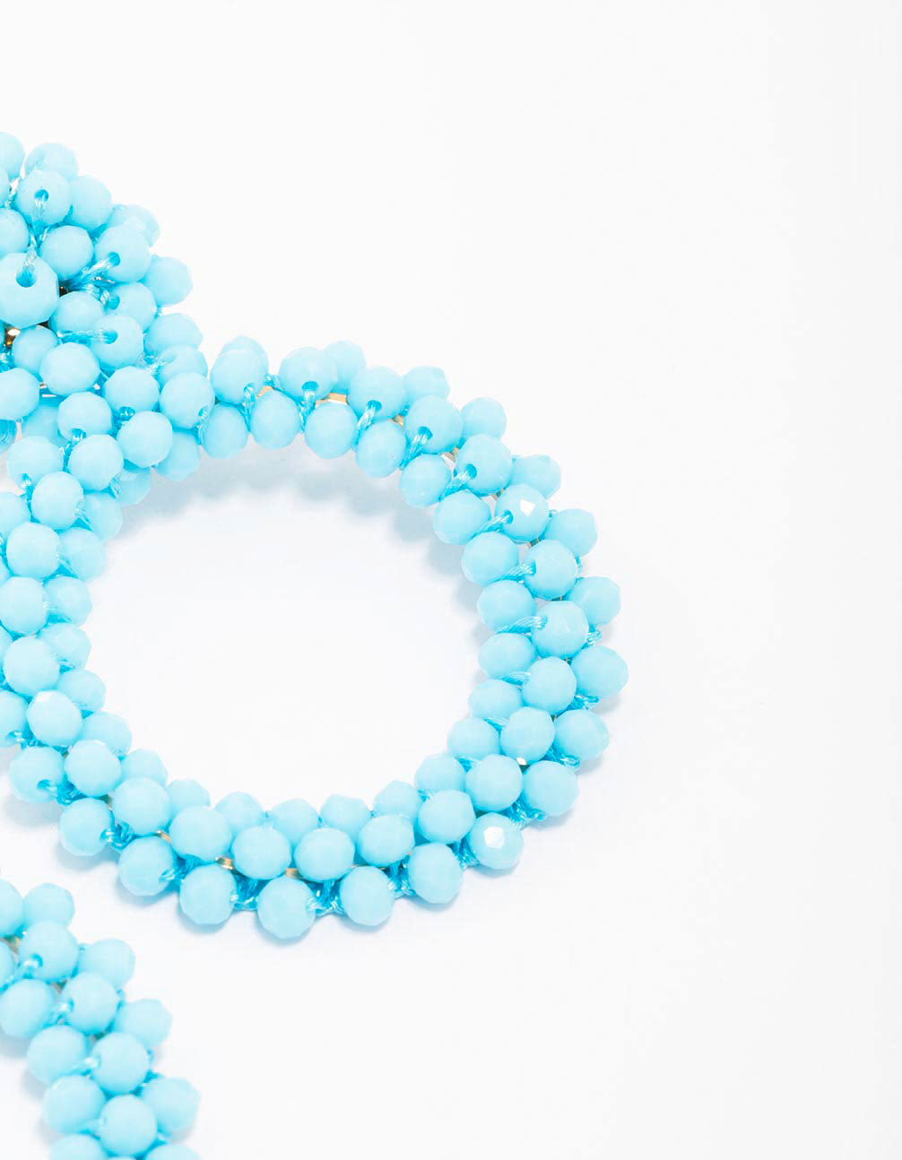Light Blue Beaded Cluster Round Drop Earrings