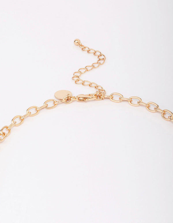 Gold Beaded Shell Cluster Necklace